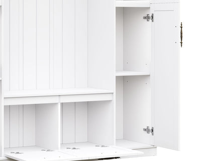 Hall Tree With 4 Side Cabinets