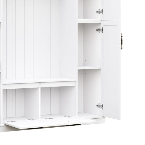 Hall Tree With 4 Side Cabinets