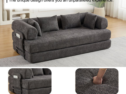 Convertible Sleeper Sofa Bed With Cylindrical Pillow