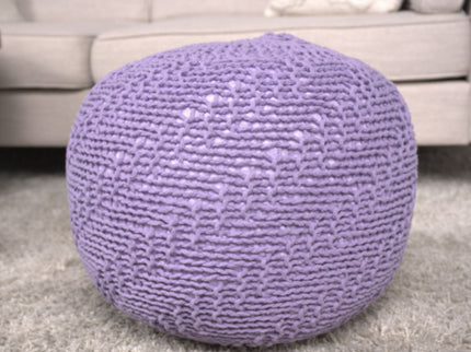 Bordeaux - Knitted Round Pouf Ottoman