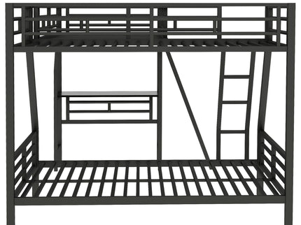 Twin Over Full Bunk Bed With Loft And Desk, L-Shaped Design For 3 Sleepers - Black
