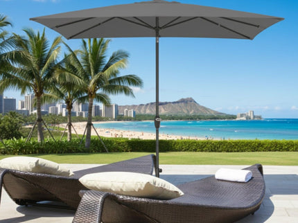 Rectangular Patio Umbrella With Crank Tilt, Polyester UV-Resistant Canopy