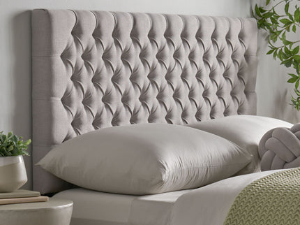 Queen Size Headboard With Button Tufting - Light Gray