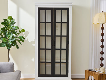 Rustic Style Display Cabinet With Glass Doors For Collectibles