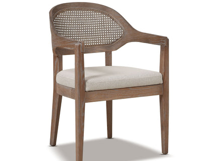 Americana - Mid-Century Modern Cane Back Dining Chair Textured Weave - Taupe Beige