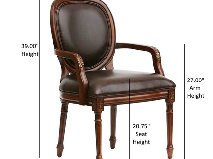 Benard - Oval Back Chair With Floral Carvings - Brown
