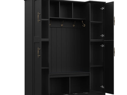 Hall Tree With 4 Side Cabinets