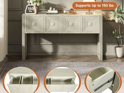 Geometric Carved Console Table With 3 Soft Close Drawers