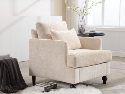 Modern Mid Century Wood Frame Armchair With Tufted Design