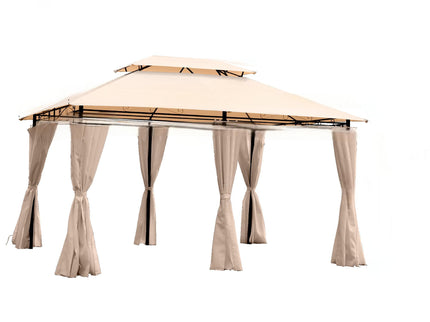 Outdoor Patio Gazebo Tent With Ventilated Double Roof And Sidewall