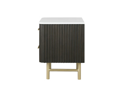 Clayten - Nightstand - Espresso / White Marble