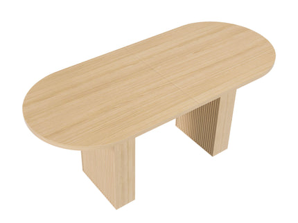 Oval Dining Table With Wood Strip Base