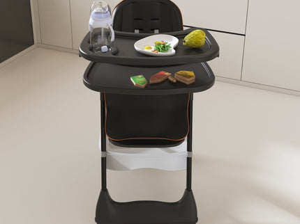 Adjustable Baby High Chair 0-6 Years, Portable Infant Feeding Seat With Safety Belt, Silent Lockable Wheels