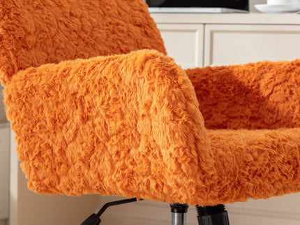Office Chair, Artificial Rabbit Hair Home Office Chair With Metal Base, Adjustable Desk Chair Swivel Office Chair, Vanity Chair