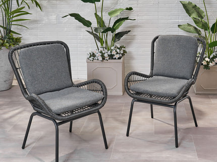 Outdoor Wicker Club Chair With Cushions (Set of 2)