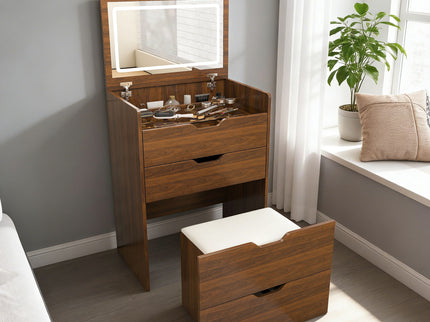 Vanity Desk With Lighted Mirror & Stool