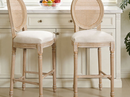 French Country Bar Chairs With Round Back (Set of 2)