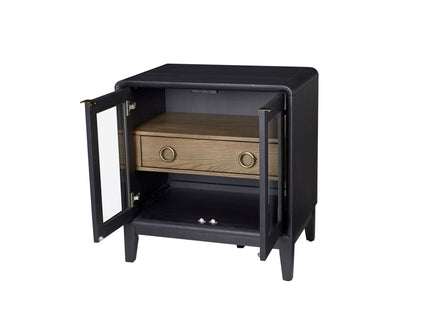 Glass Door Nightstand - Black
