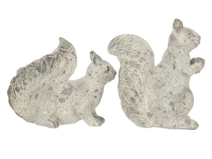 Resin Standing & Lying Down Squirrel Rustic, For Harvest Festival Fall Festival & Thanksgiving Table Decorations (Set of 2) - Antique Cream
