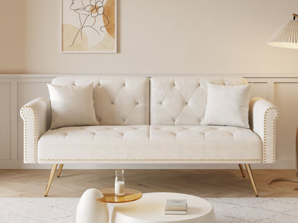 Luxurious Sofa Bed With Nail Head Trim And Matching Pillow