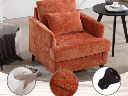Modern Mid Century Wood Frame Armchair With Tufted Design