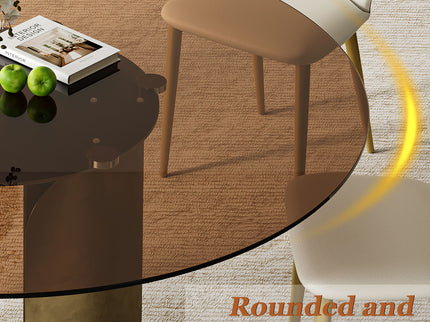 Modern Round Dining Table Set With Glass Top And Steel Legs