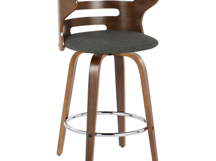 Cosini - Mid Century Modern Fixed Height Barstool With Swivel With Round Footrest (Set of 2)