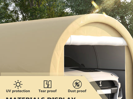 Outsunny - 10' x 16' Carport, Heavy Duty Portable Garage Storage Tent With Large Zippered Door, Anti-Uv Pe Canopy Cover For Car, Truck, Boat, Motorcycle, Bike, Garden Tools, Outdoor Work