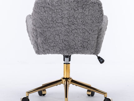 Office Chair, Artificial Rabbit Hair Home Office Chair With Metal Base, Adjustable Desk Chair Swivel Office Chair, Vanity Chair