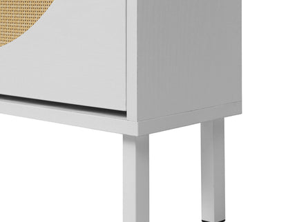 2 Door Shoe Rack, Rattan, Double Layer, Suitable For Living Room, Hallway - White