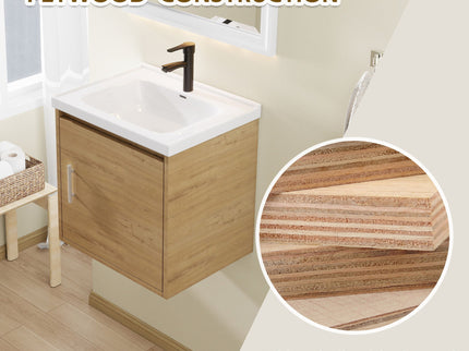 Floating Bathroom Vanity Combo, Wall Mounted Cabinet With Sink & Soft Close Doors For Small Bathrooms