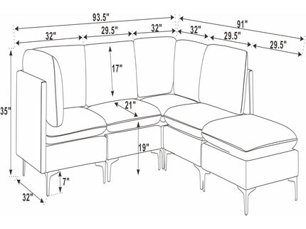 Upholstered Modular Sectional & Tall Legs