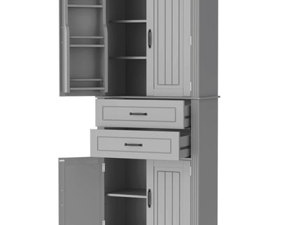 Multi Functional Storage Cabinet With Adjustable Shelves, 2 Drawers, Door Shelves