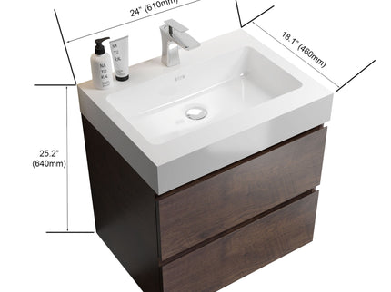 Alice - Bathroom Vanity Wall Mounted With Sink, Large Storage Floating Bathroom Vanity For Modern Bathroom, One-Piece Sink Basin Without Drain And Faucet