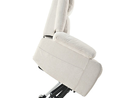 Power Lift Recliner Chair With Extended Footrest, Remote Control, Cup Holders, And Side Pockets