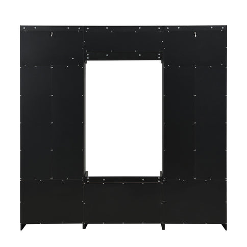Wide Hall Tree With Shoe Storage, 4 In 1 Entryway Bench With 8 Cubbies, 7 Coat Hooks & Adjustable Shelf For Hallway - Black