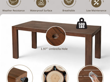 Rustic Patio Dining Set For 6 With Removable Cushions
