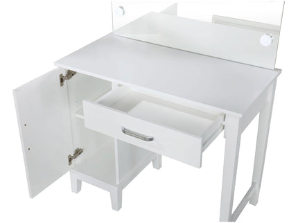 Elijah - Vanity Set With Lighting And Stool - White