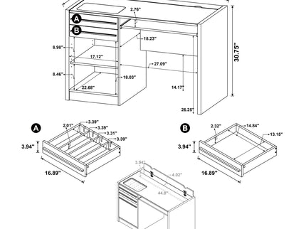 Maxim - 2 Drawer Computer Desk With Lift Top Storage And Power Outlet - Cappuccino