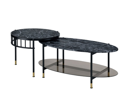 Silas - Engineered Stone Top Nesting Table - Black