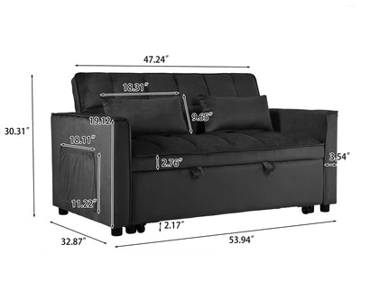 3 In 1 Pull Out Couch Convertible Sofa Bed With Reclining Backrest