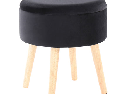 Tray - Contemporary Storage Ottoman With Matching Stool - Black / Natural