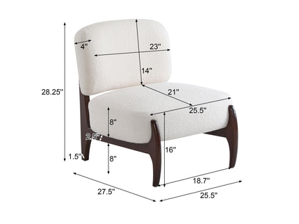 Modern Boucle Lounge Chair With Solid Wood Fram