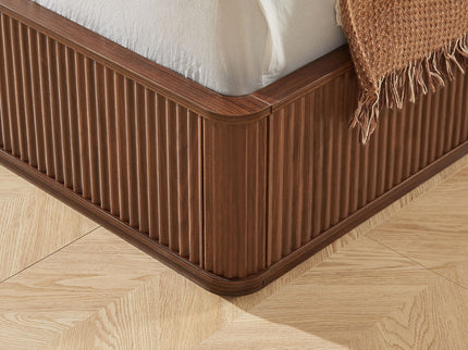 Wave Pattern Headboard Platform Bed Frame