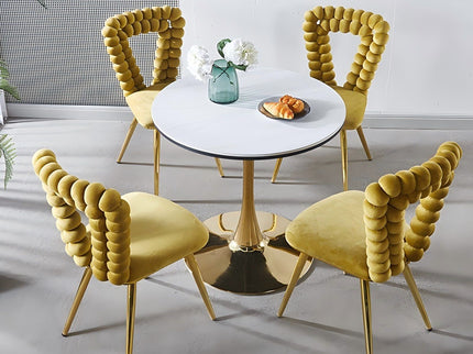 Modern Chair With Iron Tube Legs, Soft Cushions And Comfortable Backrest, Suitable For Dining Room, Living Room, Cafe, Hairball Back