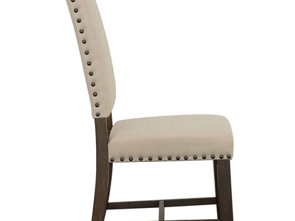 Upholstered Side Chair With Nailhead Accents (Set of 2) - Beige