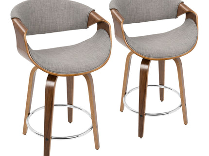 Curvini - Mid Century Modern Counter Stool (Set of 2)