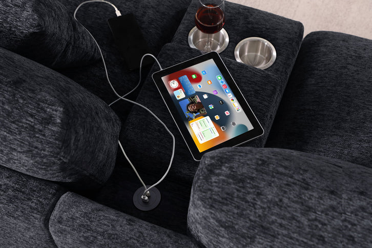 Celine - Fabric Corner Sectional Sofa With Right-Facing Chaise, Cupholders, And Charging Ports