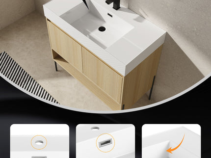 Modern Bathroom Vanity Combo With Single Resin Sink And Storage Cabinet