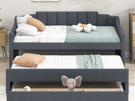 Upholstered Simple Design Daybed With Trundle And 3 Drawers